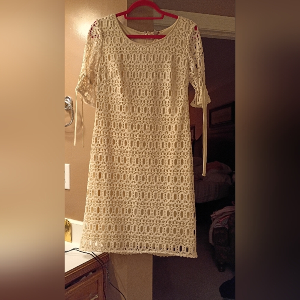 Chic Cream Lace Long Sleeve Dress